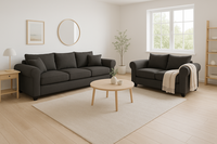 Sofá 3 y 2 Cuerpos Pavia en Tela gris, Set para Living