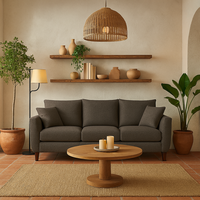 Sofá 3 Cuerpos Porter Gris Oscuro Tela – Confort y Estilo para tu Hogar