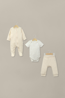 Conjunto 3 piezas osito, body y pantalón de bebé unisex