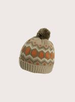 Gorro tejido beige con pompón para niño
