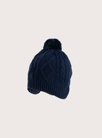 Gorro azul con pompón para niño, suave y abrigado