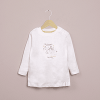 Polera manga larga blanca con rayas de niño