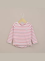 Polera Infant Niña Blanca Con Lineas Rojas