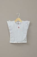 Polera manga corta vuelos blanca de niña