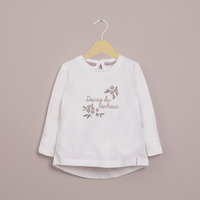 Polera manga larga blanca con estampado de niña