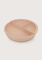 Plato redondo con base antideslizante y divisor rosado