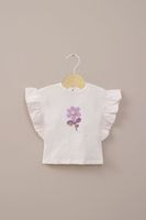 Polera manga corta crema de niña