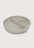 Plato redondo con base antideslizante y dividor gris