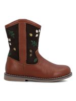 Bota Cuero Niña Romana Café Oscuro