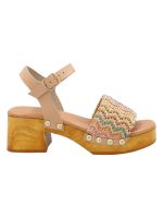Sandalia Cuero Mujer Geranio Multicolor