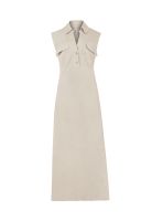 vestido Lino Orgánico Beige Moai Mujer