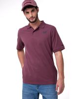 Polera Pique Manga Corta Logo Jersey Burdeo
