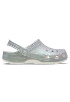 Zueco Crocs Mujer Classic Con Brillos Plateado