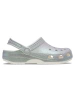 Zueco Crocs Mujer Classic Con Brillos Plateado