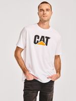 Polera Manga Corta Hombre Cat Logo Tee Blanco