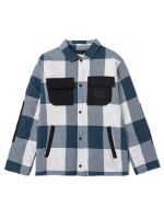 Chaqueta Flannel Snap Front Hombre Azul Petróleo