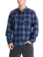 Camisa Manga Larga Hombre Flannel Azul Oscuro