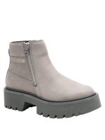Botin Cuero Mujer Colorado Max Chelsea Gris