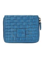 Billetera Cuero Mujer Ws Braid Mini Zip Azul