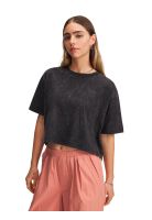 Polera Manga Corta Lifestyle para mujer Boxy Crop Wash negro