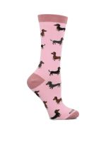 Calcetín Algodón Mujer C Cuff Dachshu Rosado