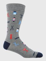 Calcetín Algodón Hombre C Cuff Barber Gris
