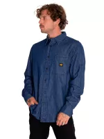 Camisa Manga Larga Hombre Denim Gris