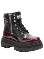 Botín Cuero Bolder Zip Mujer Burdeo