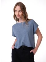 Polera Manga Corta Mujer Slub Knit Fashion Azul