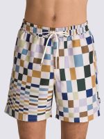 Traje De Baño Primary Print Elastic Blanco Hombre