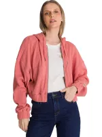 Polerón Con Gorro Mujer Waffle-Knit Salmón