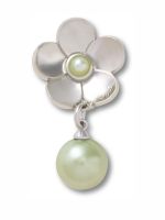 Jibbitz Perla Colgante con Flor Plateado