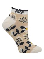 Calcetín Bambú Mujer Ped St Flower Beige