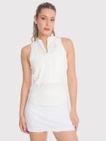 Polera deportiva Mujer Tank Half Zipper Blanca