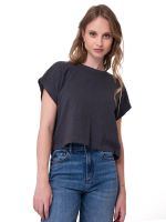 Polera Manga Corta Mujer Slub Knit Fashion Negro