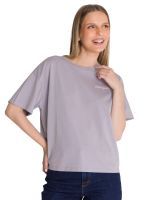 Polera Manga Corta Boxy Mujer Bordato Lila