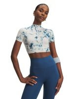 Primera Capa Superior Mujer Heatgear Print Crop Mock Ss Blanco