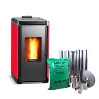 Estufa a pellet Hera+ Rojo + kit de Instalación