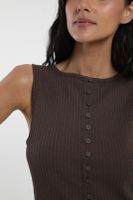 Polera mujer sin mangas Olympia café Algodón orgánico Froens