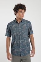 Camisa hombre manga corta Flores azul Viscosa Froens