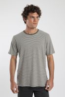 Polera hombre manga corta Rayas Tejida verde-Lino Froens