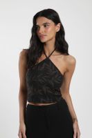 Blusa Isla hojas café Lino Froens