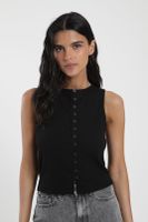 Polera mujer sin mangas Olympia negro Algodón orgánico Froens