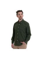 Camisa Estampada Microprint Verde Musgo