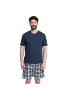 PIJAMA HOMBRE RELAX DÚO POLERA JERSEY BERMUDA CUADROS