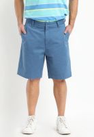 Bermuda Gabardina Frente Plano Azul