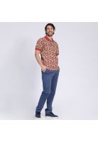 Polera Manga Corta Piqué Estampada Naranja oscuro