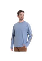 Polera Mangas Estampadas Celeste