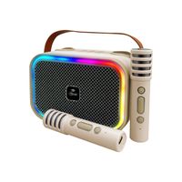 Mini Parlante Karaoke Infantil Luces Con 2 Microfonos Inalambricos Mlab 9587 Blanco