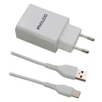 Cargador Philco Con Cable USB-C, Carga Rápida, USB X2